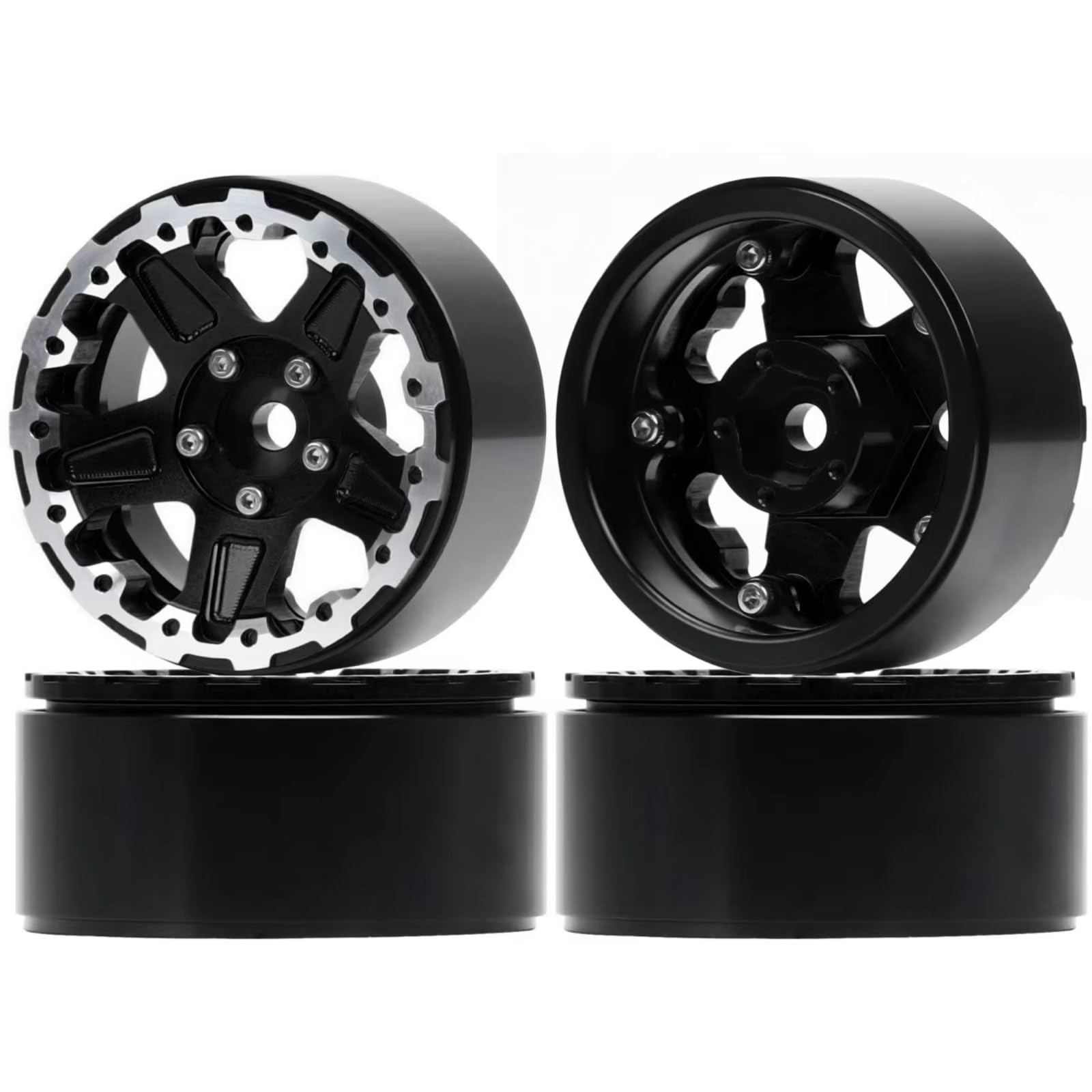 Llanta Beadlock Alumbre 1,9 para Axial para SCX10 90047 CC01 1/10 | Cierres cuentas aluminio negro reducen resistencia rodamiento cuentan tuercas ajustan llave sendero Repuesto