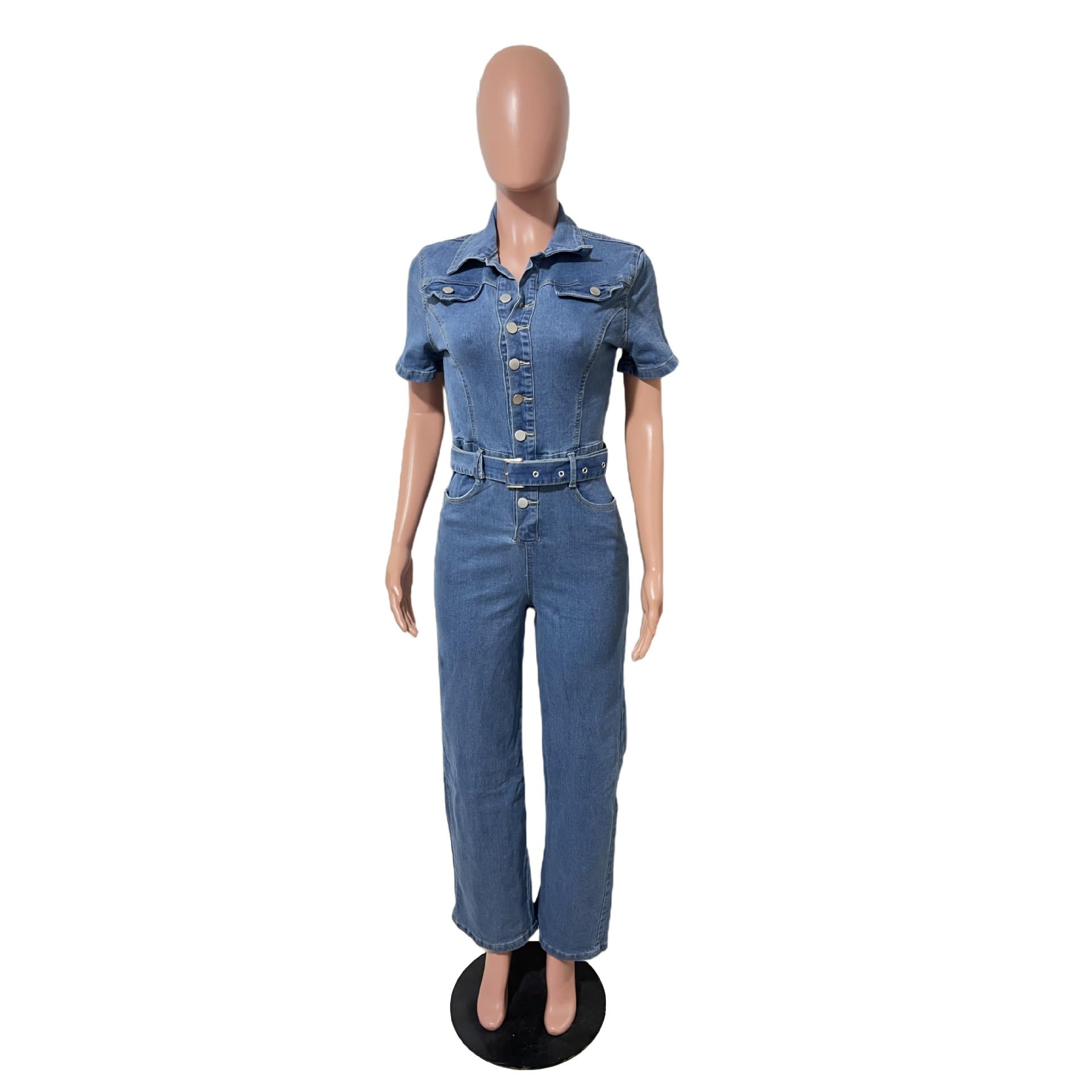 Combinaisons En Jean Slim Pour Femmes Shorts À Jambes Larges Et Ceinture