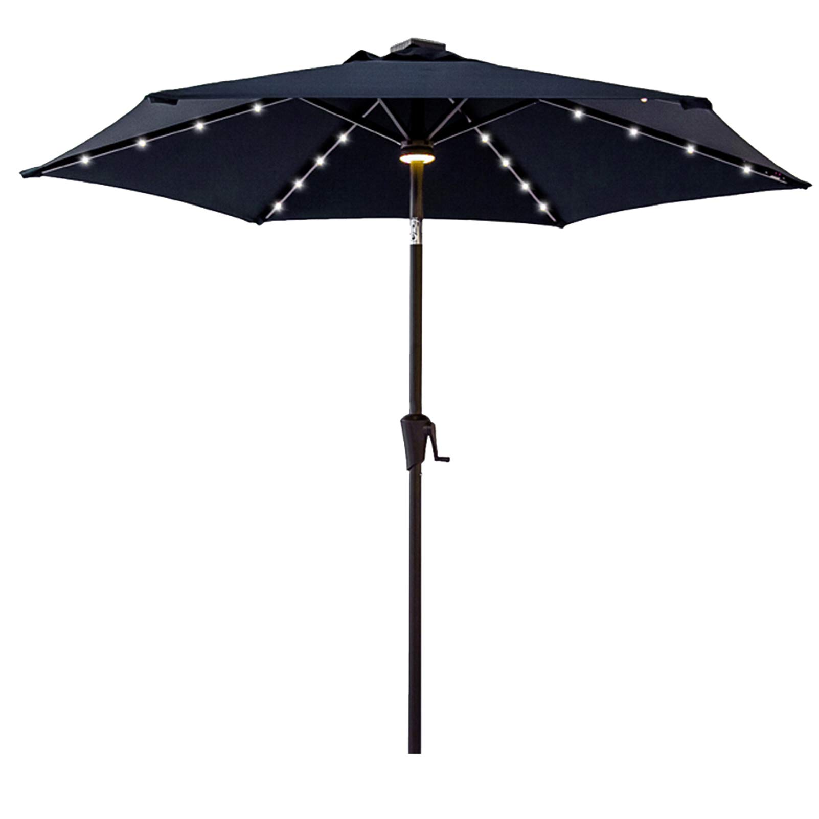 C-Hopetree 7.5 ft Outdoor Patio Market Table Umbrella with Solar LED Lights and Tilt, Navy Blue