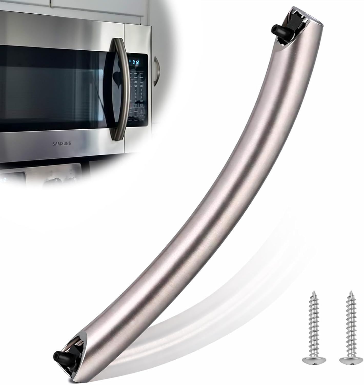 Upgrade ME16A4021AS Microwave Door Handle, DE94-04313F Assembly Handle Compatible with Samsung Microwave Handle ME16A4021AS, Alloy Material, with 2 Screws
