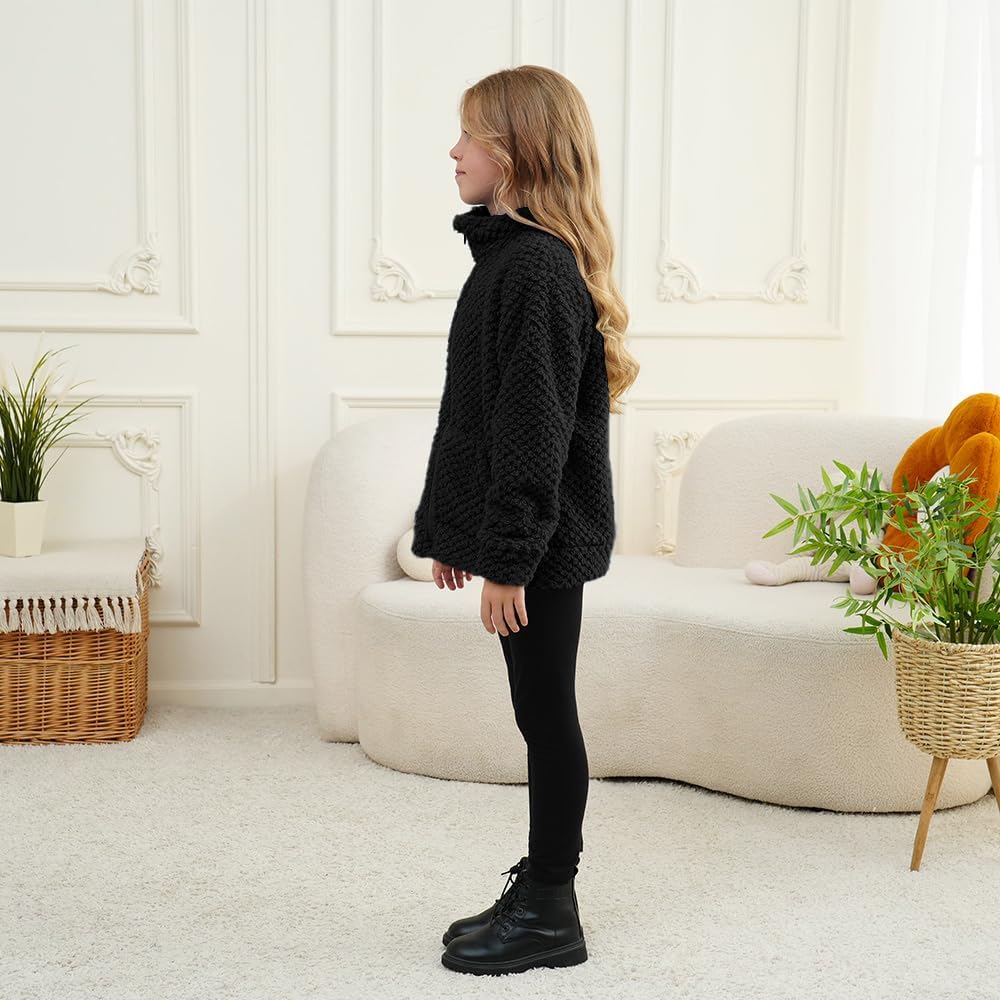 Girls Fleece Jackets Soft Lightweight Kids Jacket Winter Outerwear Fall Full Zip up Sweatshirt with Pockets 3-12 Year - Image 7