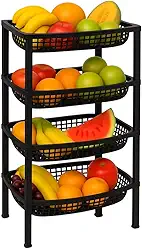 Fruteira de Chão São Bernardo Oval em Plástico com 4 Bandejas Preta