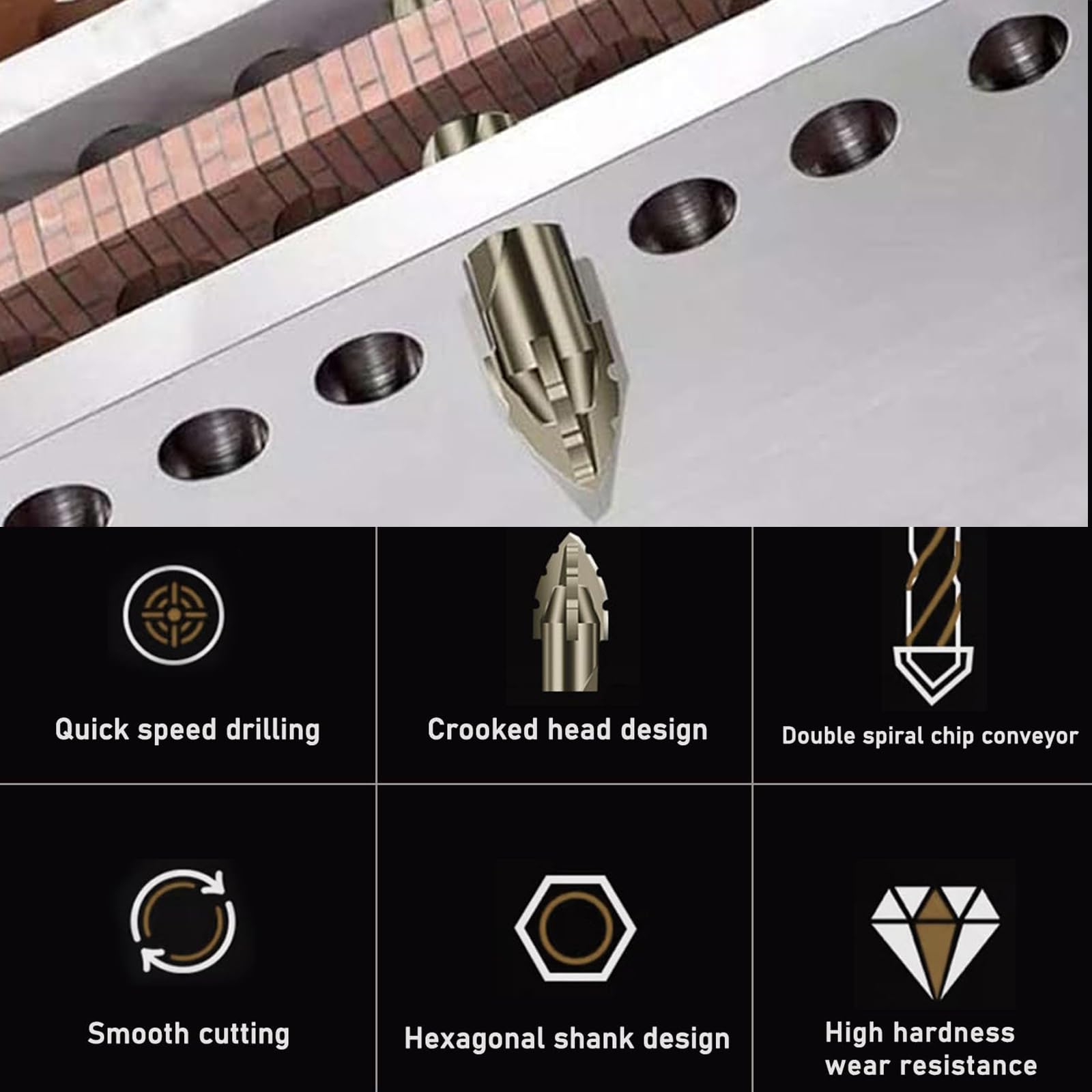 Juego De Brocas Excéntricas De Alta Resistencia, Accesorios De Taladro, Juego De Brocas Excéntricas Para Piedra, Vidrio, Mármol, Azulejos, Madera (6 6 8 10 Mm