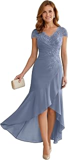 Lace Appliques Mother of The Bride Dresses Cap Sleeve Mother of The Groom Dresses Tea Length Formal Evening Dress