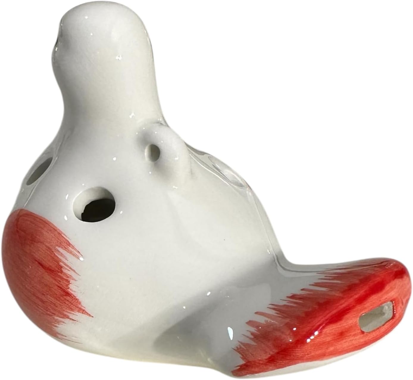 Ceramic Bird Ocarina Whistle, Musical Wind Instrument (Red)