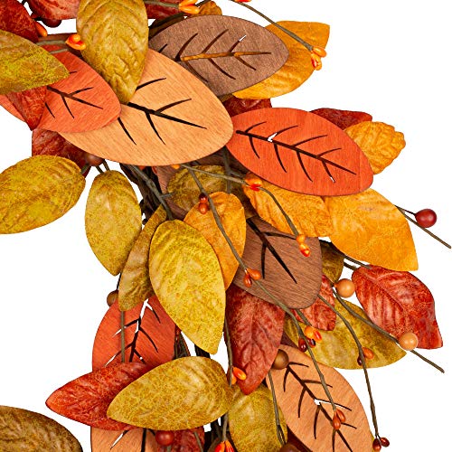 18 Inch Fall Wreath Front Door Wreath Fall Decorations With Wood And Silk Autumn Leaves Harvest Festival Decorations For Home #TOP2