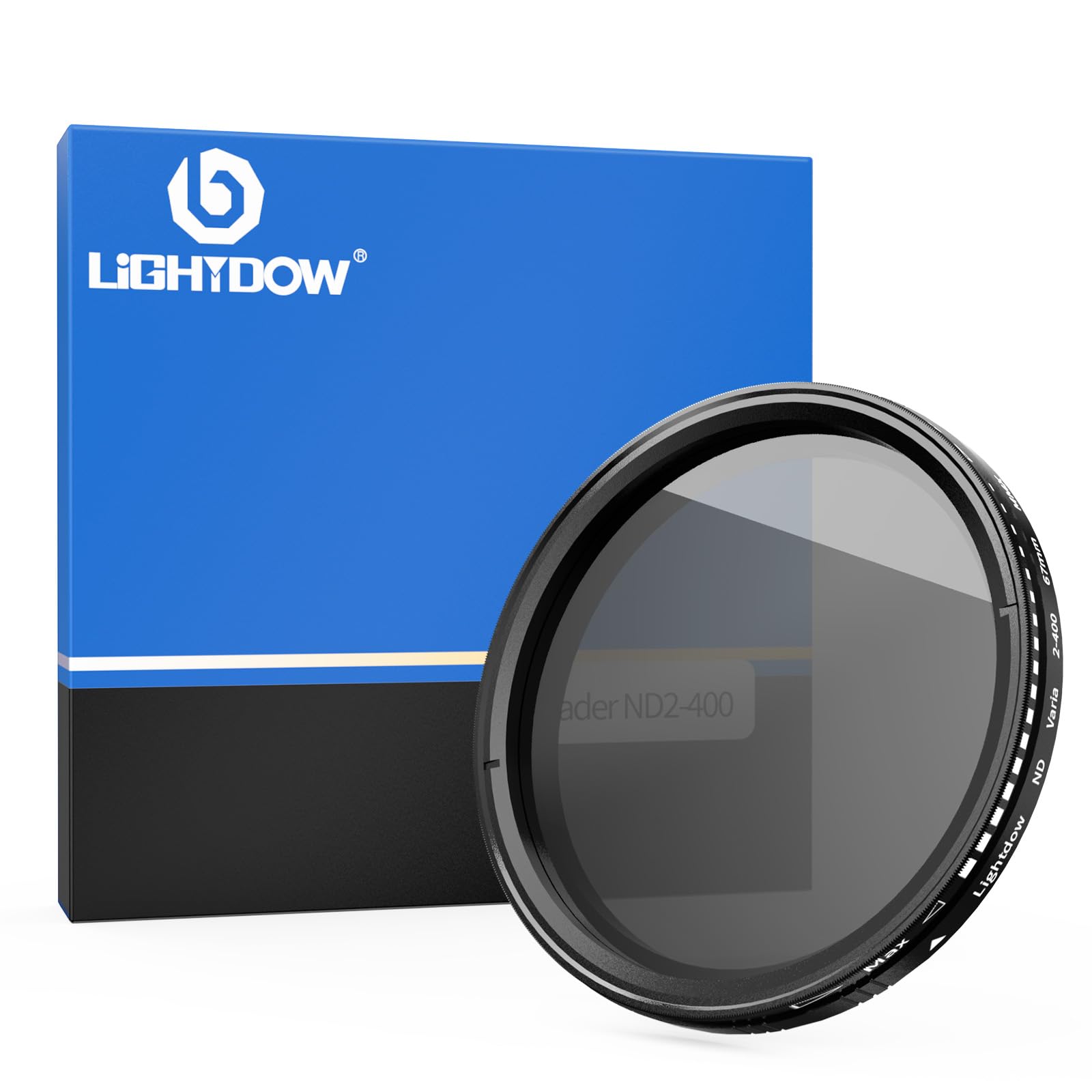 Lightdow 62mm ND2-ND400 可変式 NDフィルター 光学ガラス 撥水 汚れ防止 風景写真 動画撮影 減光フィルター カメラレンズ用減光