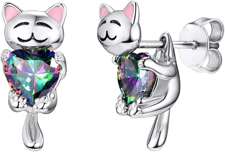 Silvora Sterling Silver Dainty Stud Earrings for Women Cute Animals/Minimalist Studs with Delicate Gift Packaging