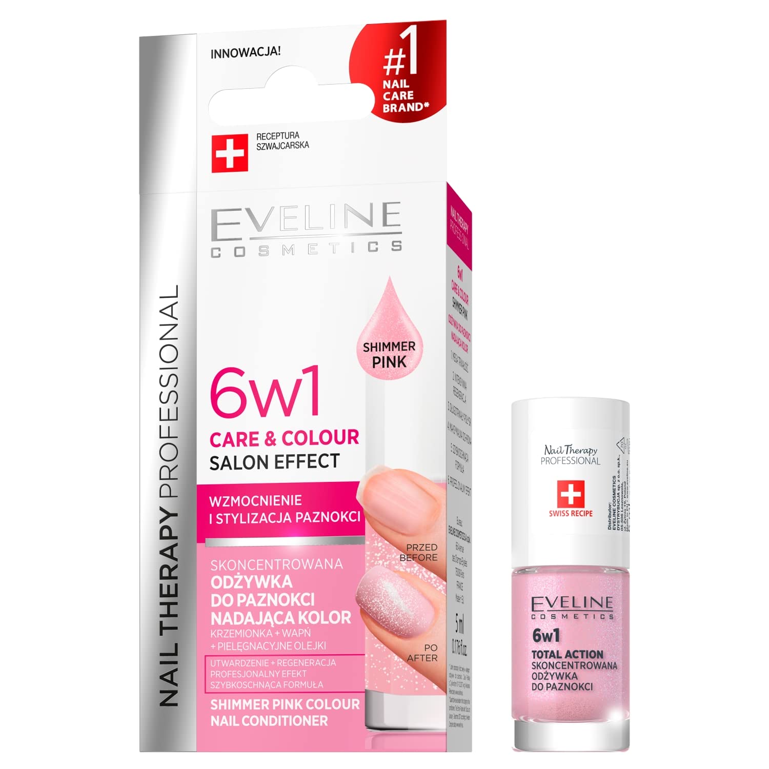 Eveline Cosmetics Nail Therapy Professional Care And Colour Shimmer Pink 12ml