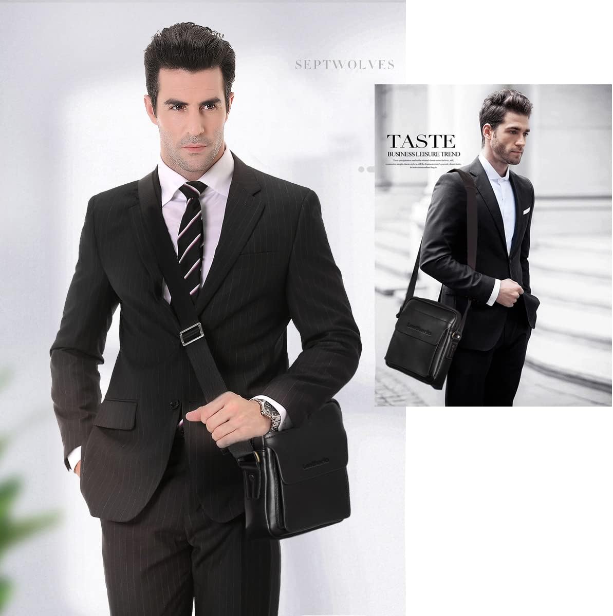 Leathario Crossbody Bag For Men Vegan Leather Shoulder Messenger Purse Sling Satchel Bag For Work Business Travel | Vegan Leather, Purse, For Work, Business, Travel - Image 2