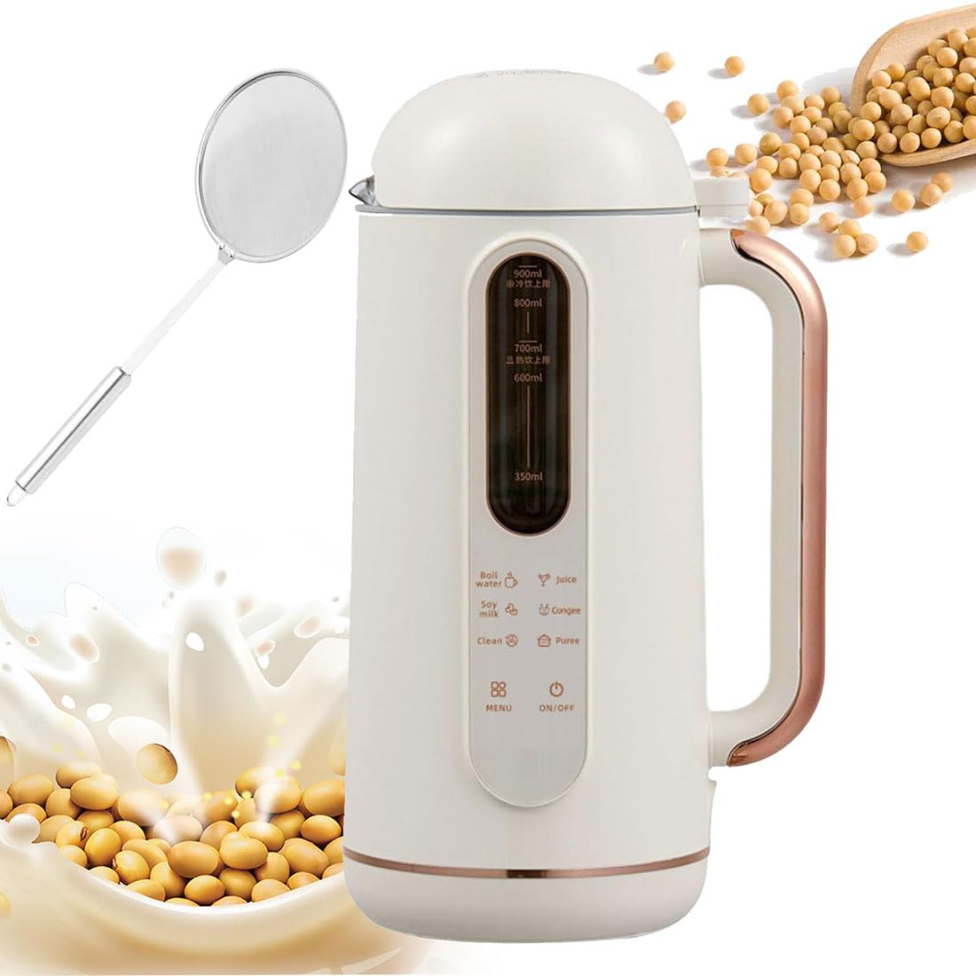 Nut Milk Maker 900ML Electric Soy Milk Maker & Juicer, 6-in-1 Functionality with 6-Blade Cutter, Hot & Cold Dual Use for Almond, Soy, Oat & Rice Milk