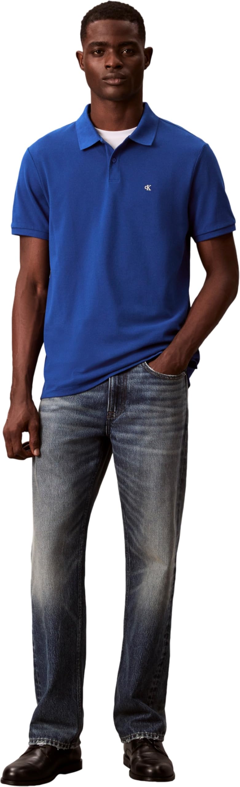 Calvin Klein Polo de Manga Corta Hombre Monogram Pique de algodón