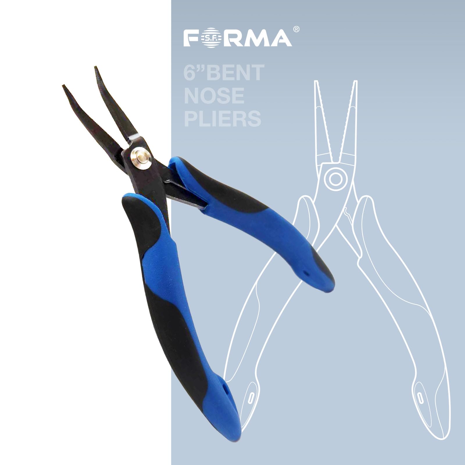 Herramientas de encordado de raqueta de 15 cm con punta doblada, de acero al carbono, 15,24 cm, alicates de nariz doblada ESD