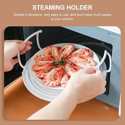 Miniatura 3 de Cabilock 3 unids microondas placa apilador plástico multifuncional microondas rack bandeja con mango accesorios de equipo de cocina