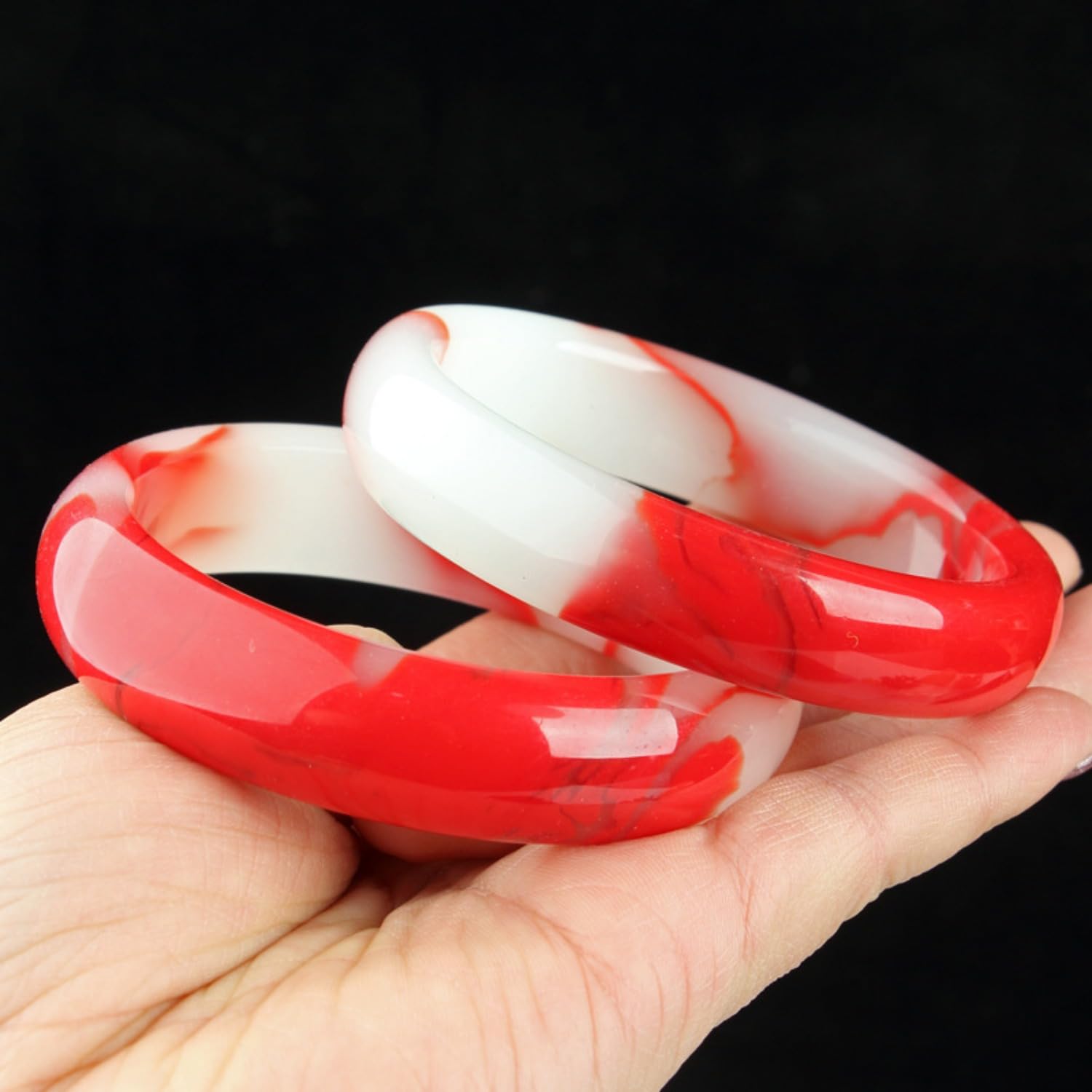 Bracciale per Braccialetto di Gemma Rossa della Mongolia per Donne, Pietra per Sangue di Pollo a Fiori galleggianti a Barra Larga, Giusto per Il Regalo di Una Giovane Donna