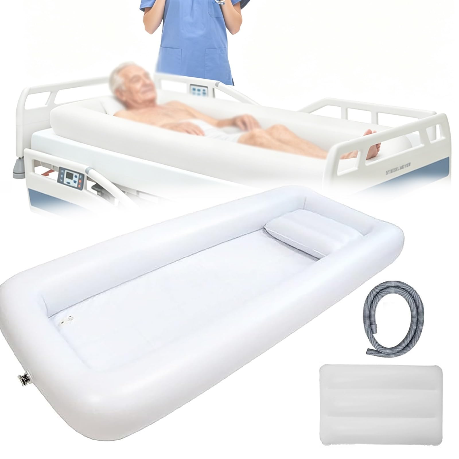 Heavy-Duty Inflatable Bath Tubs for Adult & Elderly - Portable Inflatable Bathtub for Disabled Seniors Handicapped, Leakproof Design with Drain Hose Included