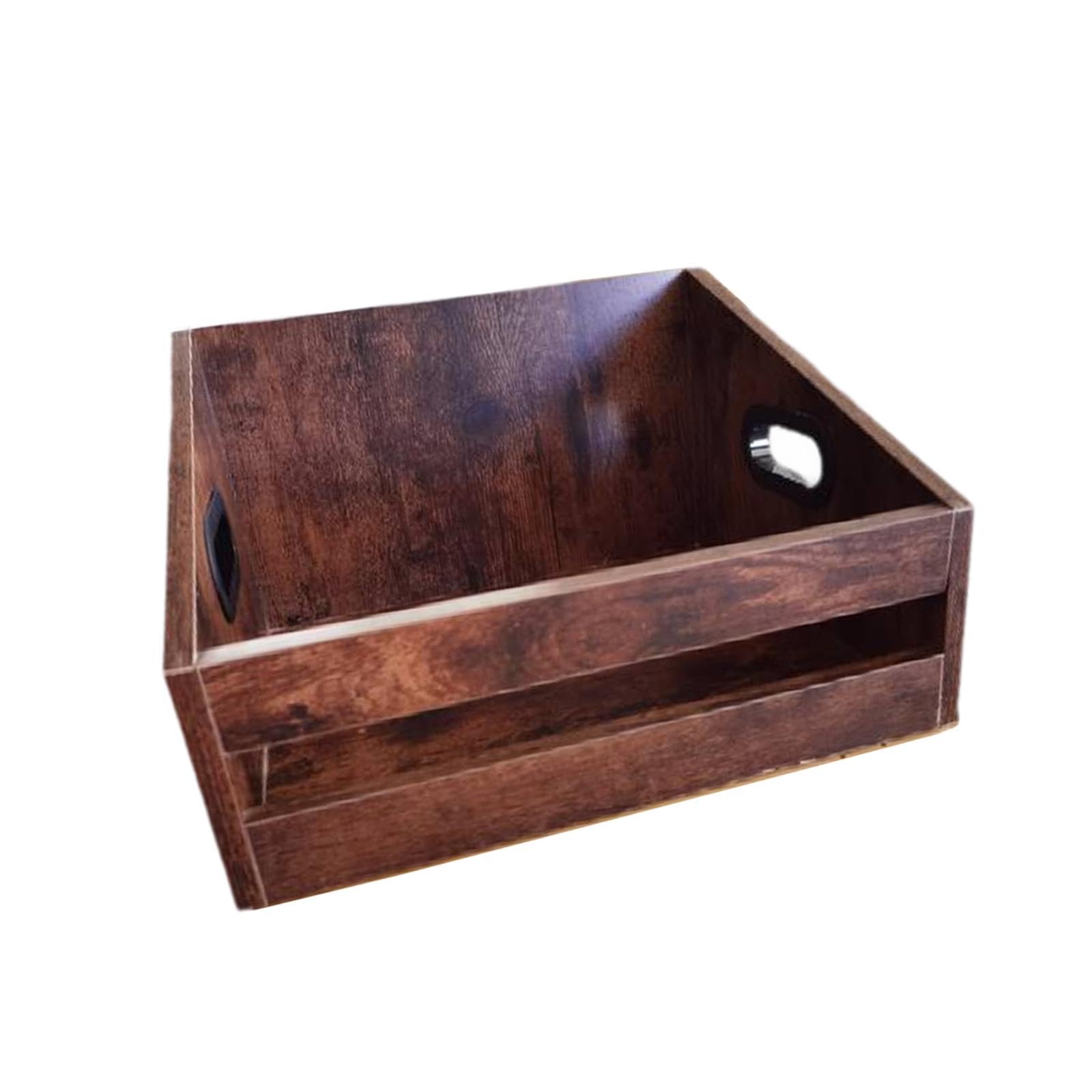 Boîte de rangement en bois pour disques vinyles et CD 35,5 x 30 x 22 cm