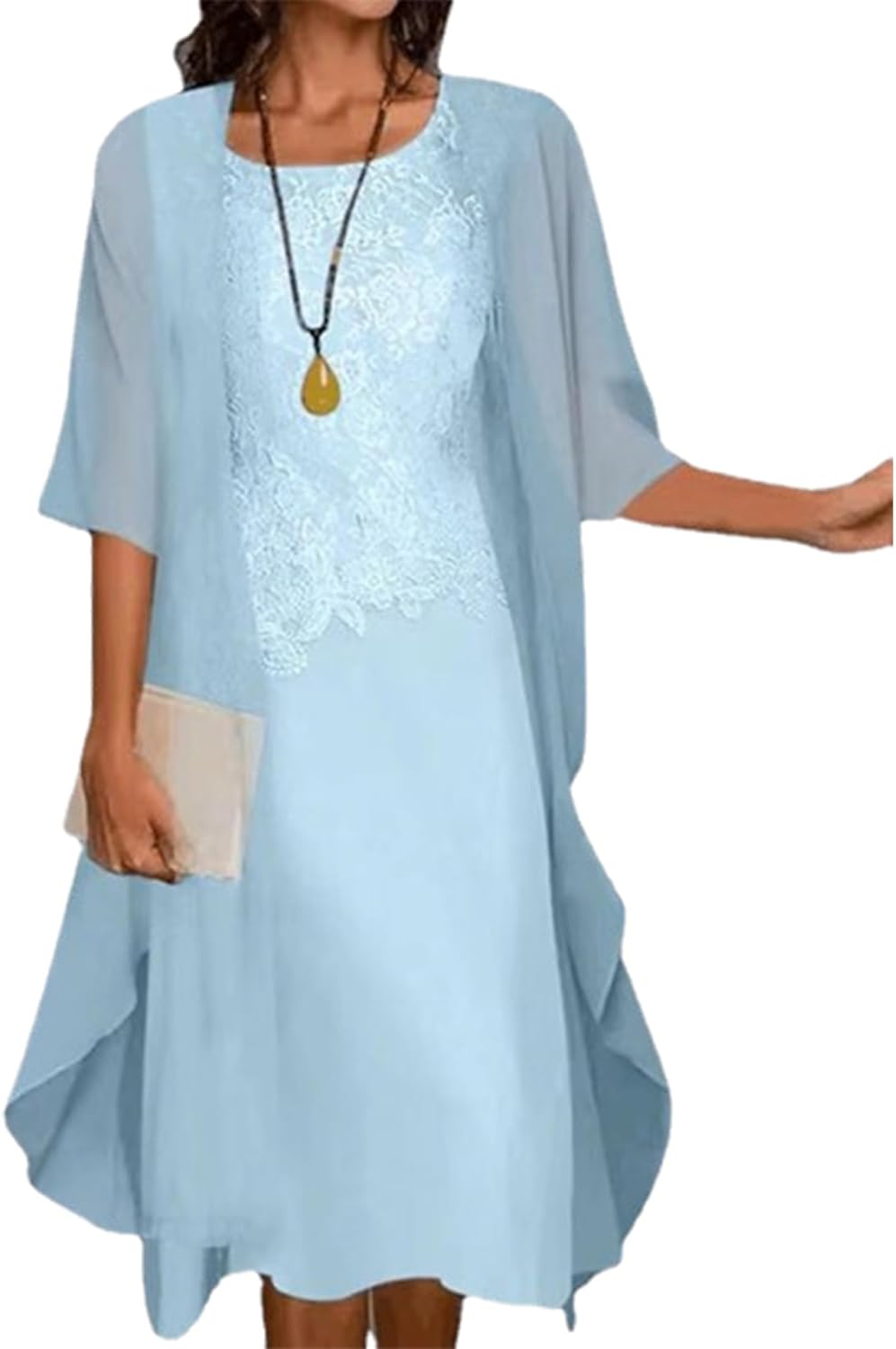 Two-Piece Set Maxi Dress for Womens Chiffon Cardigan Wedding Guest ...