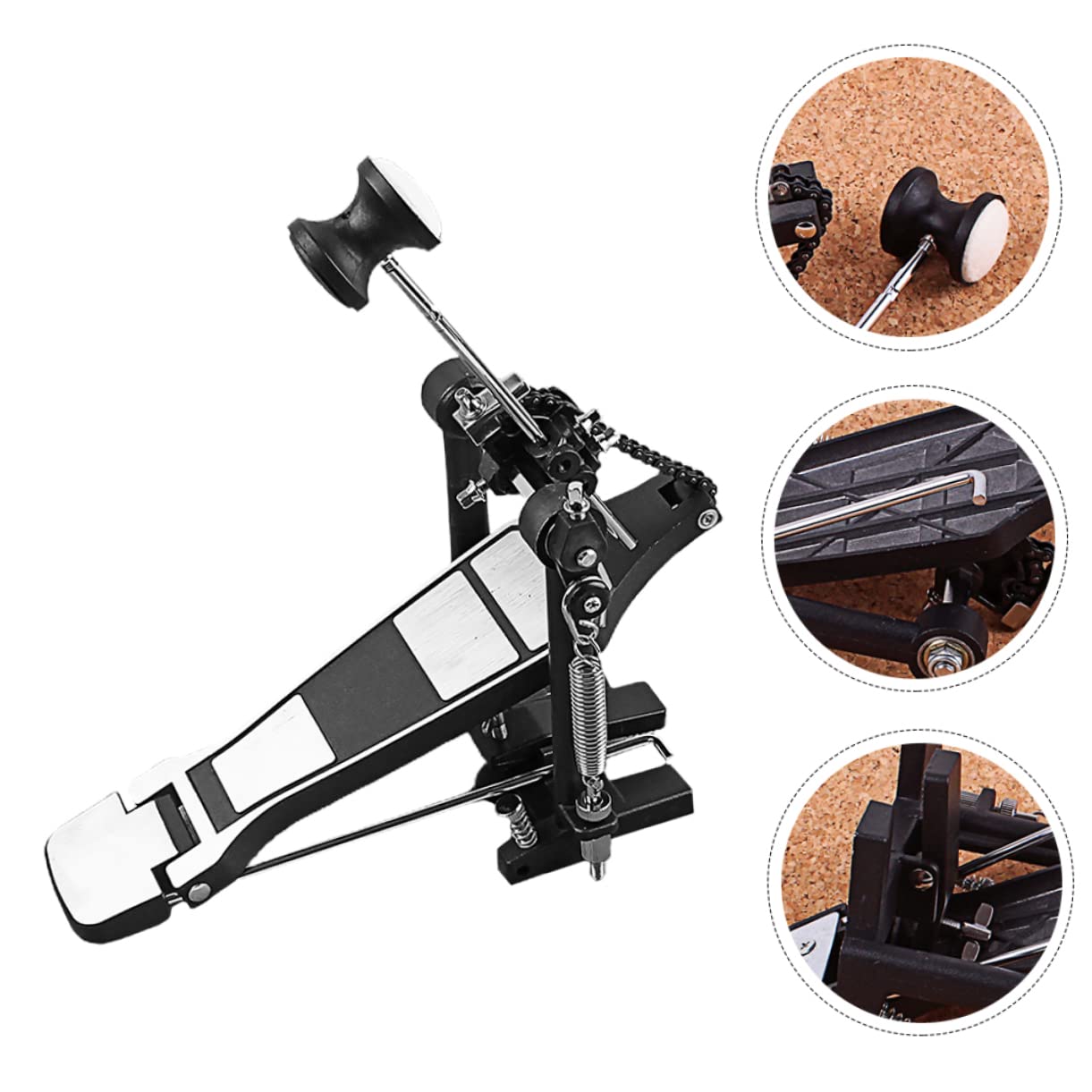 OFFSCH Bass Drum Set Supplies Foot Drumstick Set Drum Pedal Hammer Anti-skid Metal Pedal for Smooth Play for Drummers of Levels