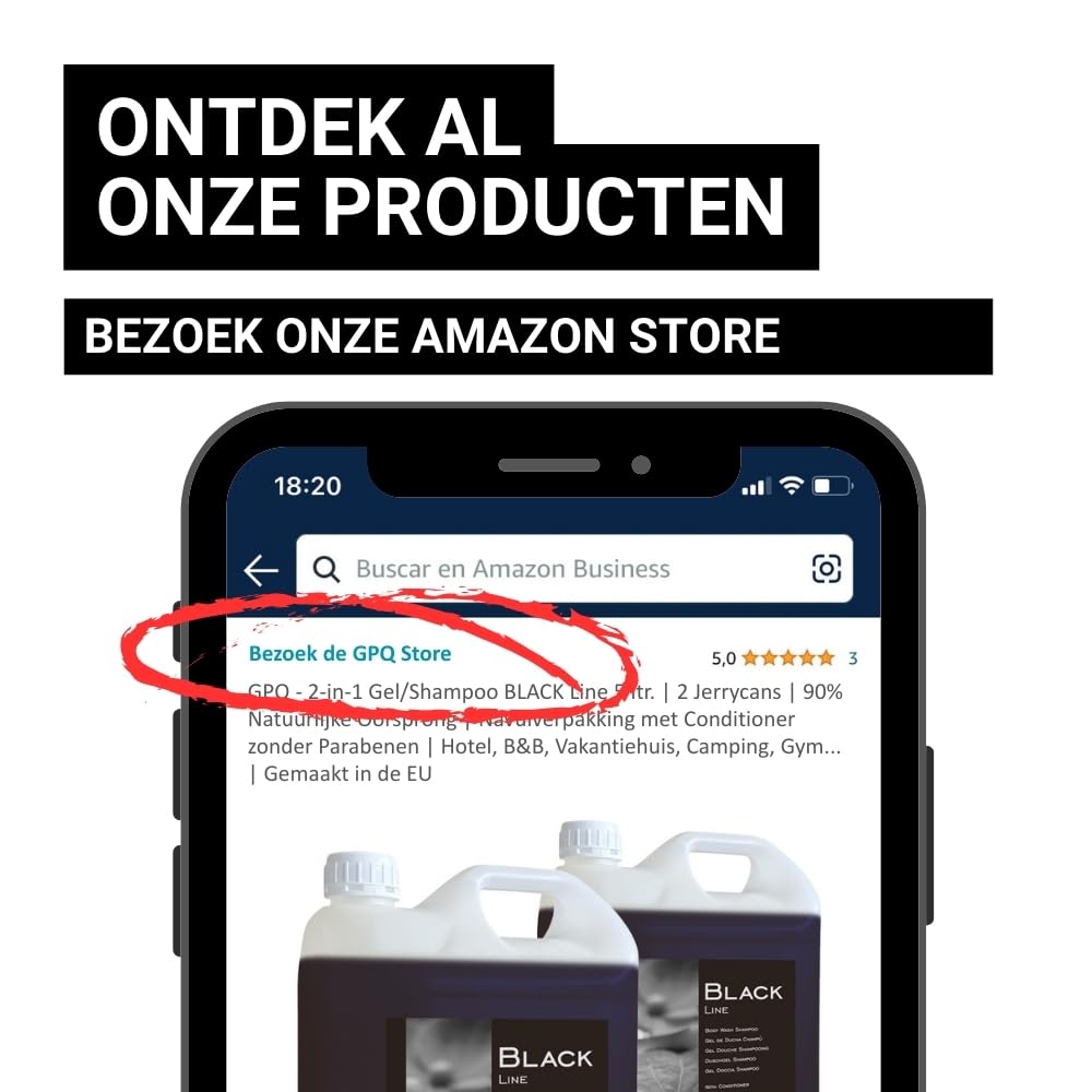 GPQ - Gel/Shampooing 2en1 BLACK Line 5 ltr. | 2 Bidons | 90% Natural Origin | Recharge doseur avec Après-shampooing sans Parabènes | Hôtel, B&B, Gîte Rural, Camping, Croisière, Gym... | Fabriqué l’UE