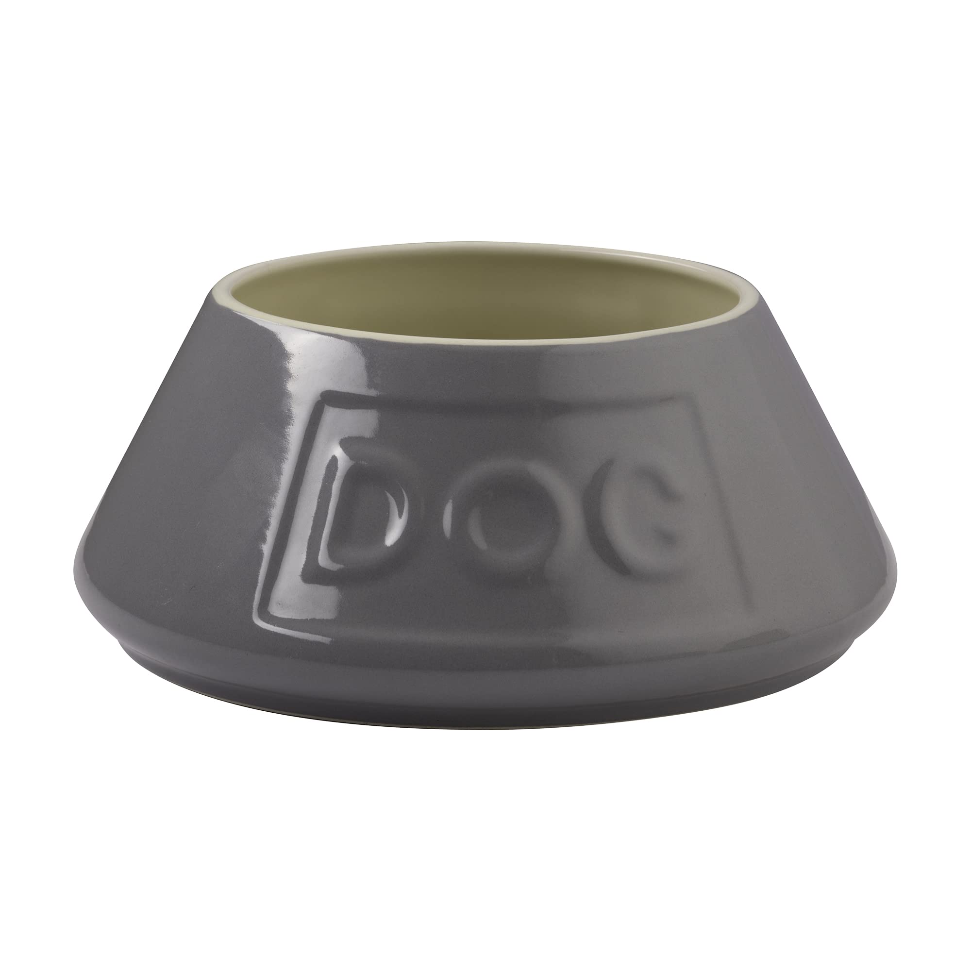 Mason Cash Grey Non Tip Dog Bowl 21 cm Ceramic Dog Feeding Bowl