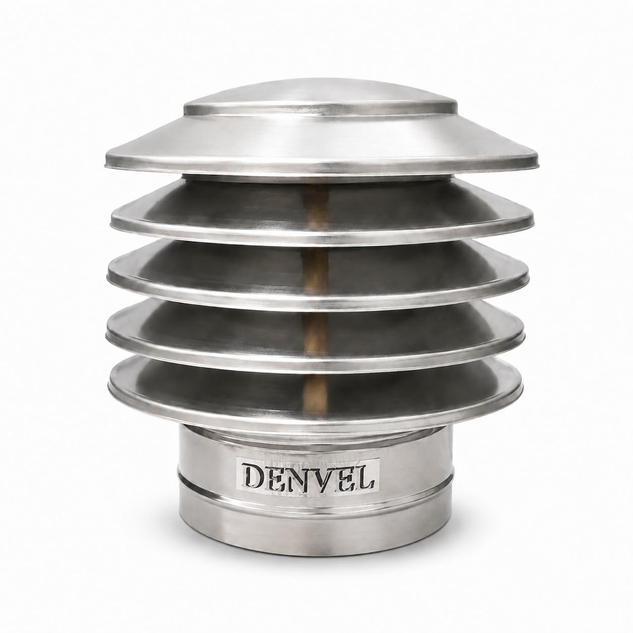 Denvel® – Sombrerete para Chimenea de Acero Inoxidable 180 mm – Diseño Lamelar Anti Retorno de Humo, Cubierta de Chimenea, Extractor de Humos, Sombrero para Conductos de Humos y Ventilación