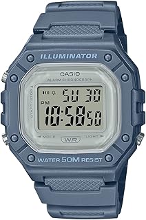 CASIO カシオ W-218HC くすみカラー スモーキーカラー ニュアンスカラー 薄型 軽量 防水 スクエア デジタル 四角 メンズ レディース キッズ チープカシオ (くすみブルー)