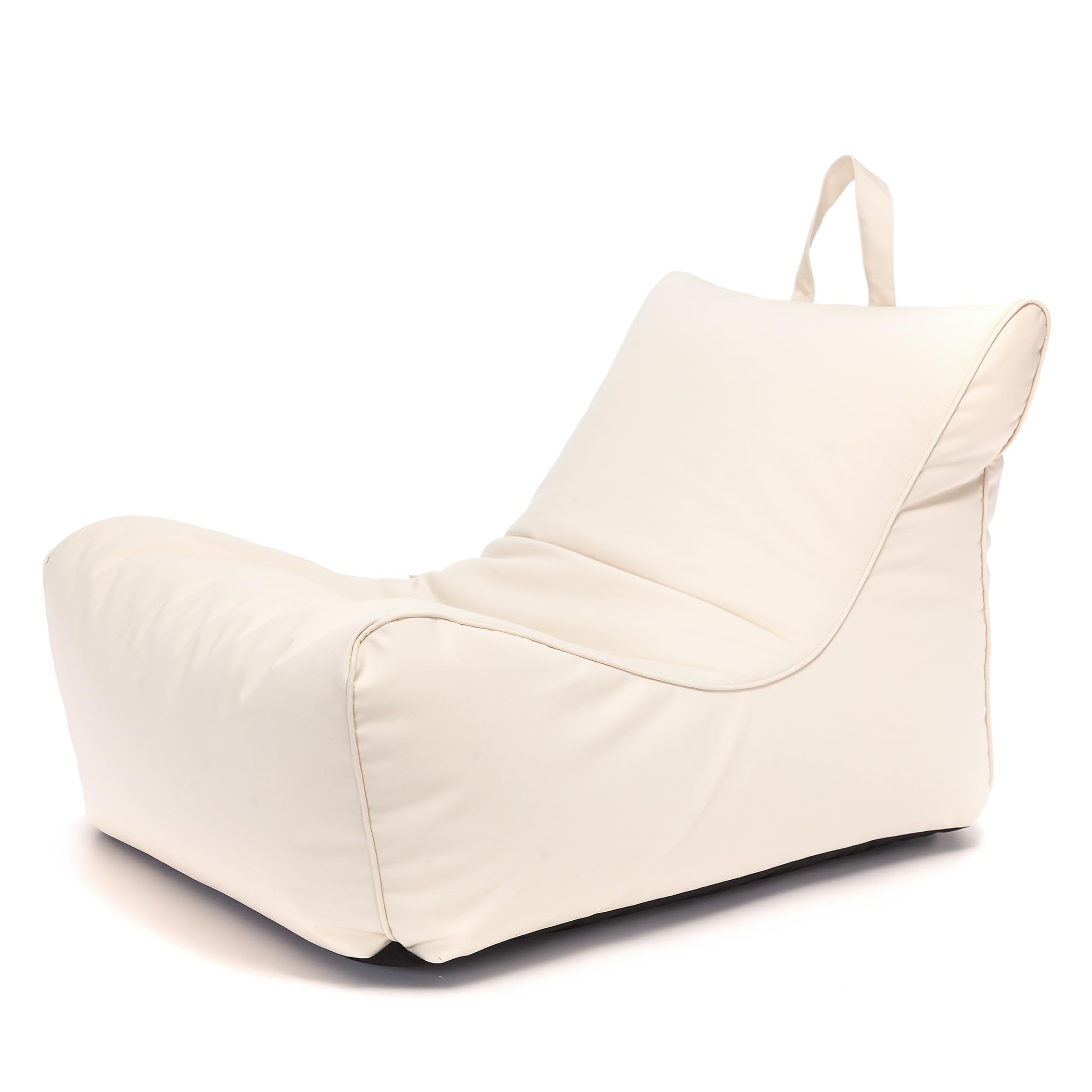 Ecopuf Pouf Armchair Sack Chaise Longue Waterproof Outdoor Cream with Storage Pocket and Handle