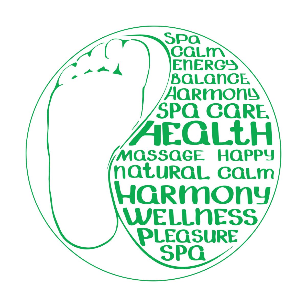Vinyl Wall Stickers Spa Salon Zen Yin Yang Massage Relax Yoga 81x81cm Waterproof Extra Large Green