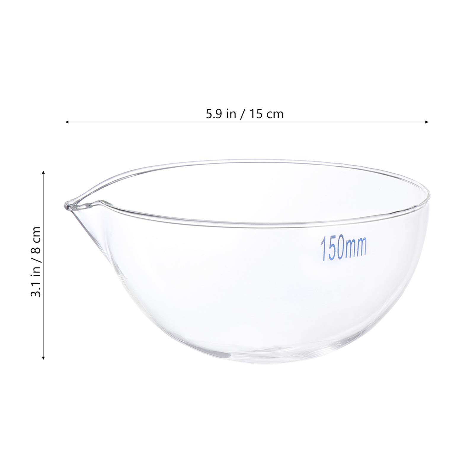 VILLCASE Verdampfungsschale Aus Borosilikatglas Mit Ausguss 5.91X5.91X3.15 Zoll Runder Boden Große Heiz- Und Verdampfungsfläche Für Labor Schule Und Zuhause Transparente Laborschale