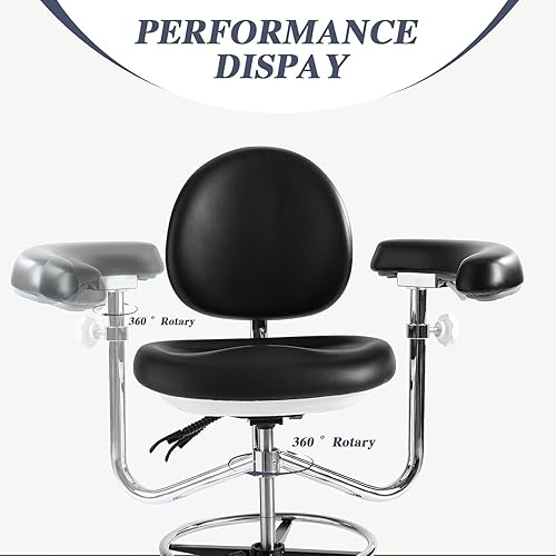 Miniatura 6 de Silla auxiliar dental médica con reposabrazos giratorio, silla médica con ruedas, asiento giratorio ergonómico, soporte de respaldo para clínicas,