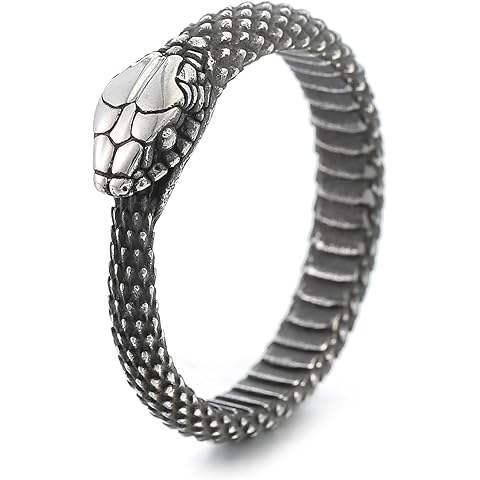 Snake Ring for Men Women – Full Circle Serpent Ring, Stainless Steel Gothic Punk St...