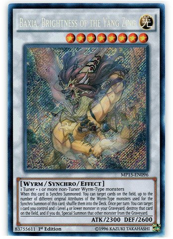 YU-GI-OH! - Baxia, Brightness of The Yang Zing (MP15-EN096) - Mega Pack 2015 - 1st Edition - Secret Rare
