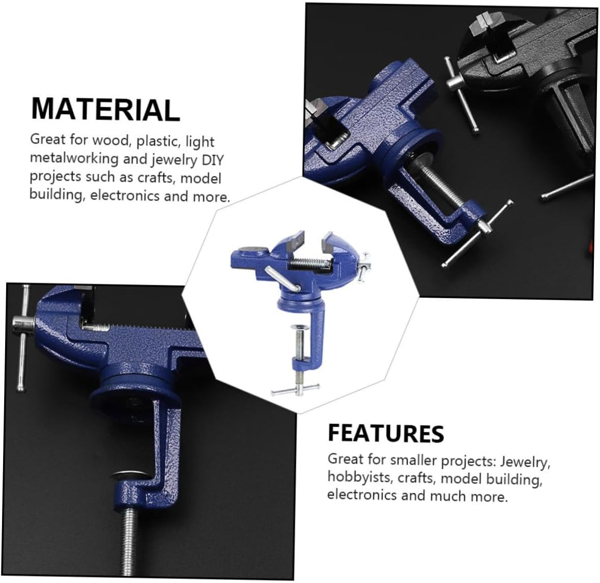 DOITOOL 1pc Swivel Table Clamp Vise for Woodworking Compact Design Easy to Install for Projects and Hobbies Material and Fine Workmanship