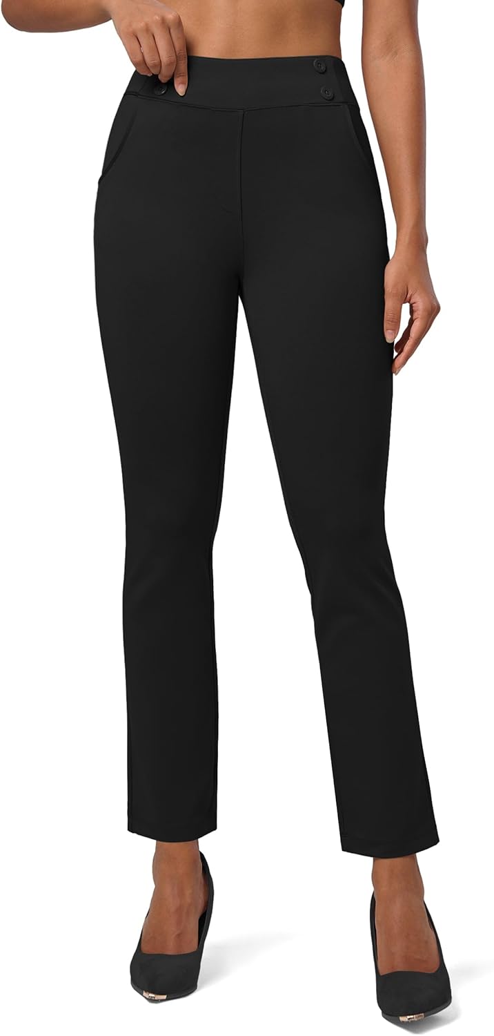 Willit Women's Yoga Dress Pants Stretch Business Work Casual Pants High Waisted Cropped Office Pants 27" - Image 2