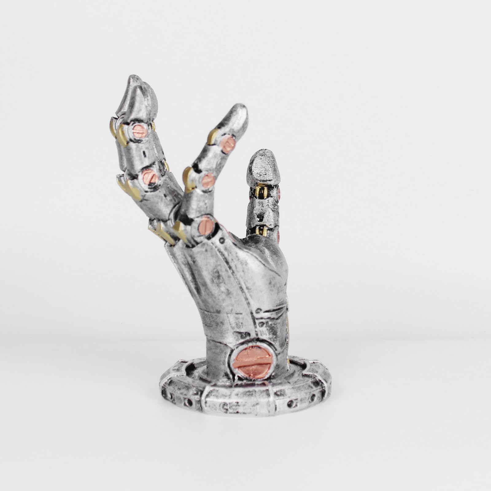 Cyberpunk stojak na słuchawki i kontroler, futurystyczny metalowy wygląd, dekoracja biurka, ramię robota