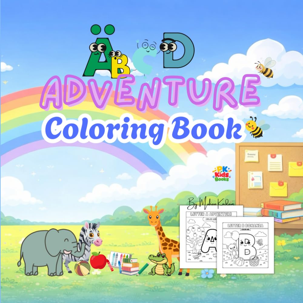 ABC Adventure Coloring Book: ( Pk Kids Learning Series ) Fun Alphabet Scenes for Kids Ages 3–6