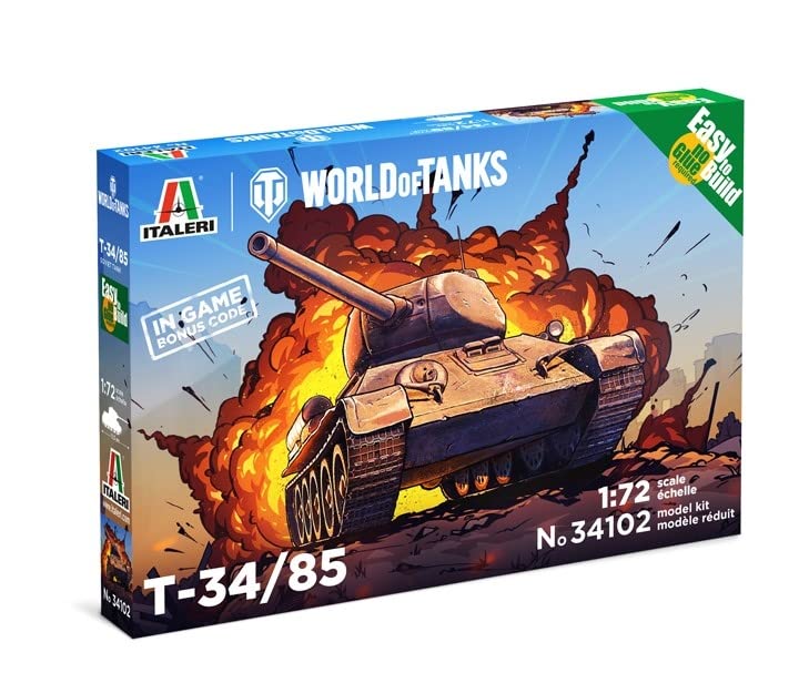 ITALERI 34102 - 1:72 T-34/85 WoT Fast Assembly Kit , Modellbau, Bausatz, Standmodellbau, Basteln, Hobby, Kleben…