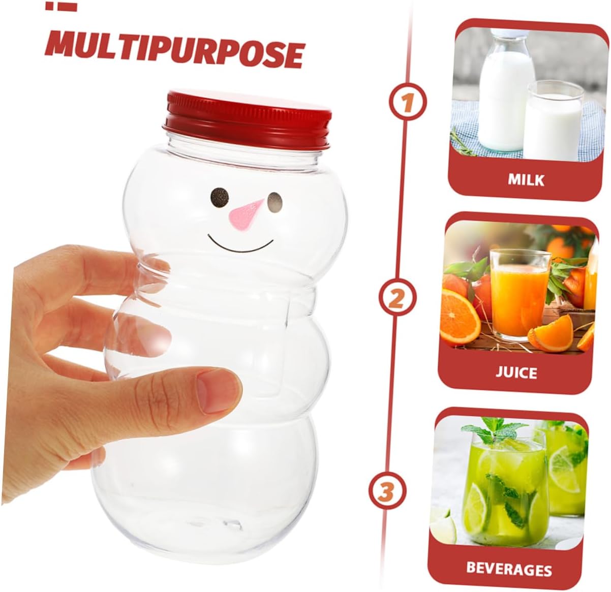 8pcs Plastic Juice Bottles for Christmas Xmas Snowman 500ml PET image 4