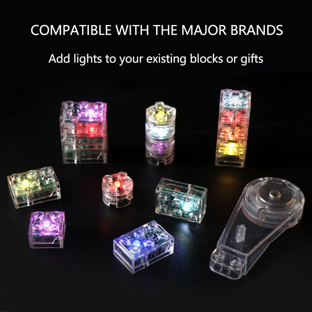 Joycabin 15 Pcs Luminous Building Blocks, 2x2 LED Light Up Brick, Transparent Round Building Blocks Lamp - Image 3