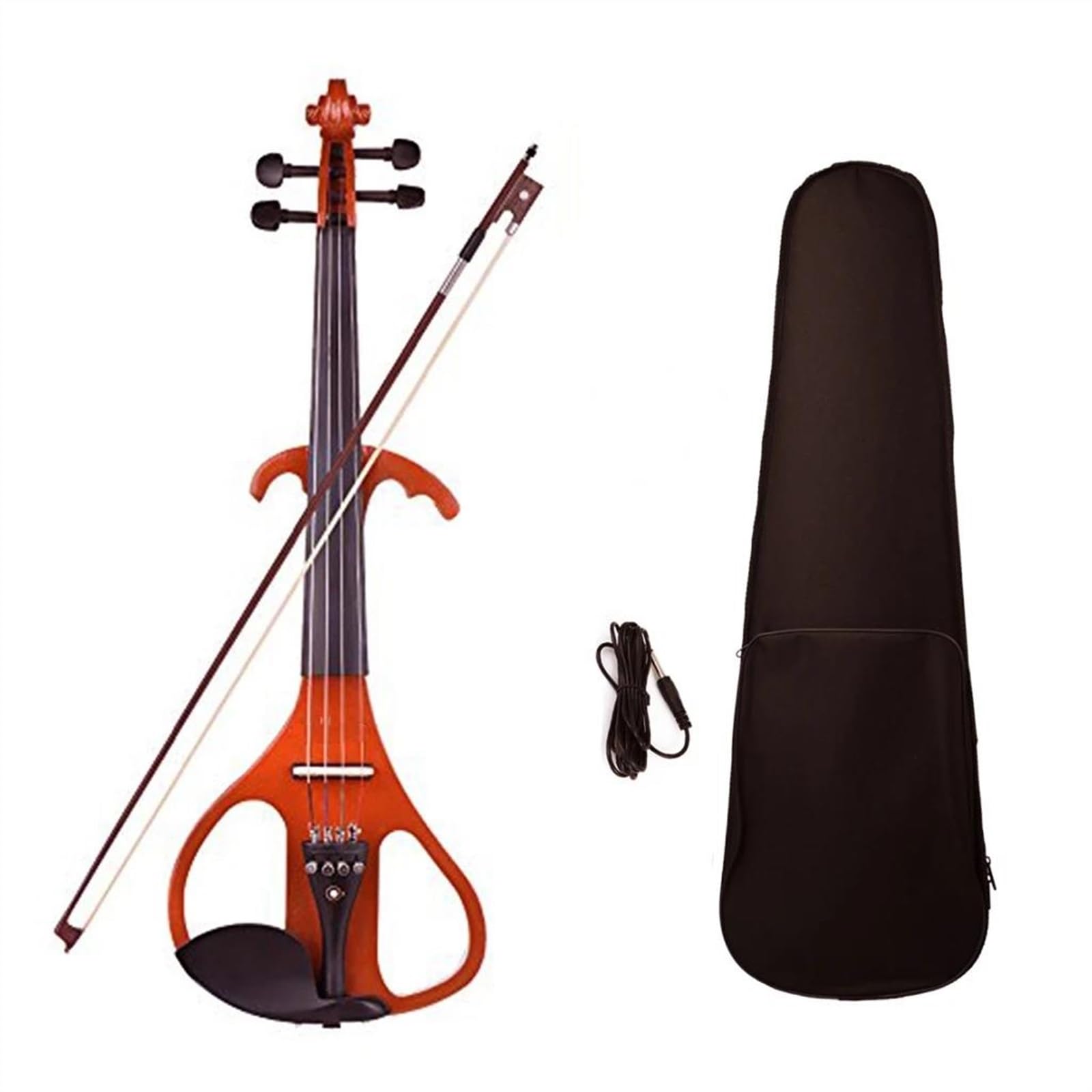 Geige 4/4 Silent Violin Violine Brasilholz Bogen Saitenanschlusskabel Steg Tragetasche Rot