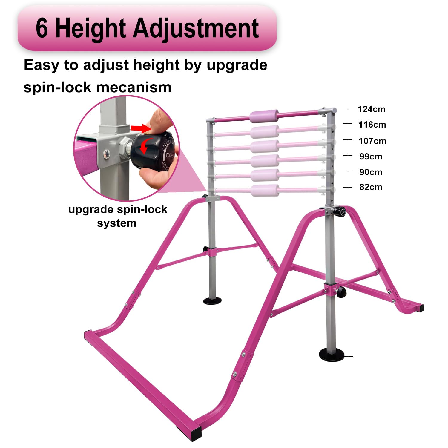 HomeSun Gymnastikstange Kinder mit Verstellbarer Höhen 80-130cm Gymnastics Bars Faltbarer Turnreck Stabil Reckstange Outdoor Indoor Trainingsstange