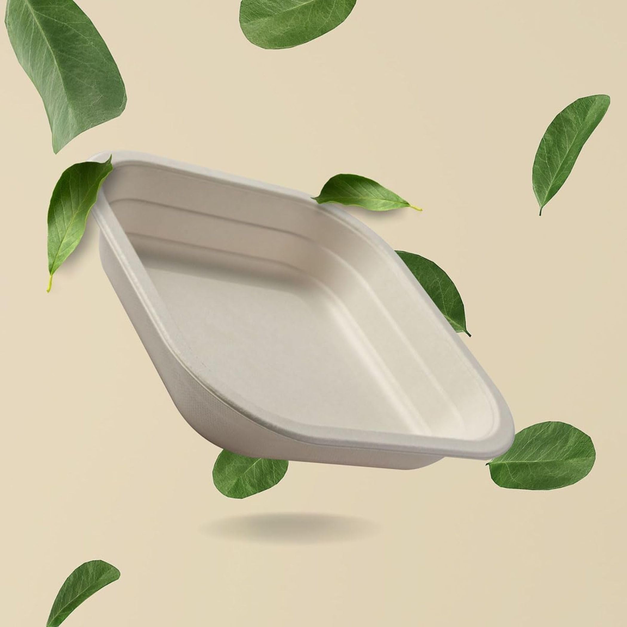 TREEPACK - Piatti usa e getta compostabili 600Pz, Piatti Monouso in Bamboo e Canna da Zucchero Capacità 530 ml, Piatti Biodegradabili per Microonde resistono da -18 °C a +200 °C. [18 x 18x 3,6 cm]