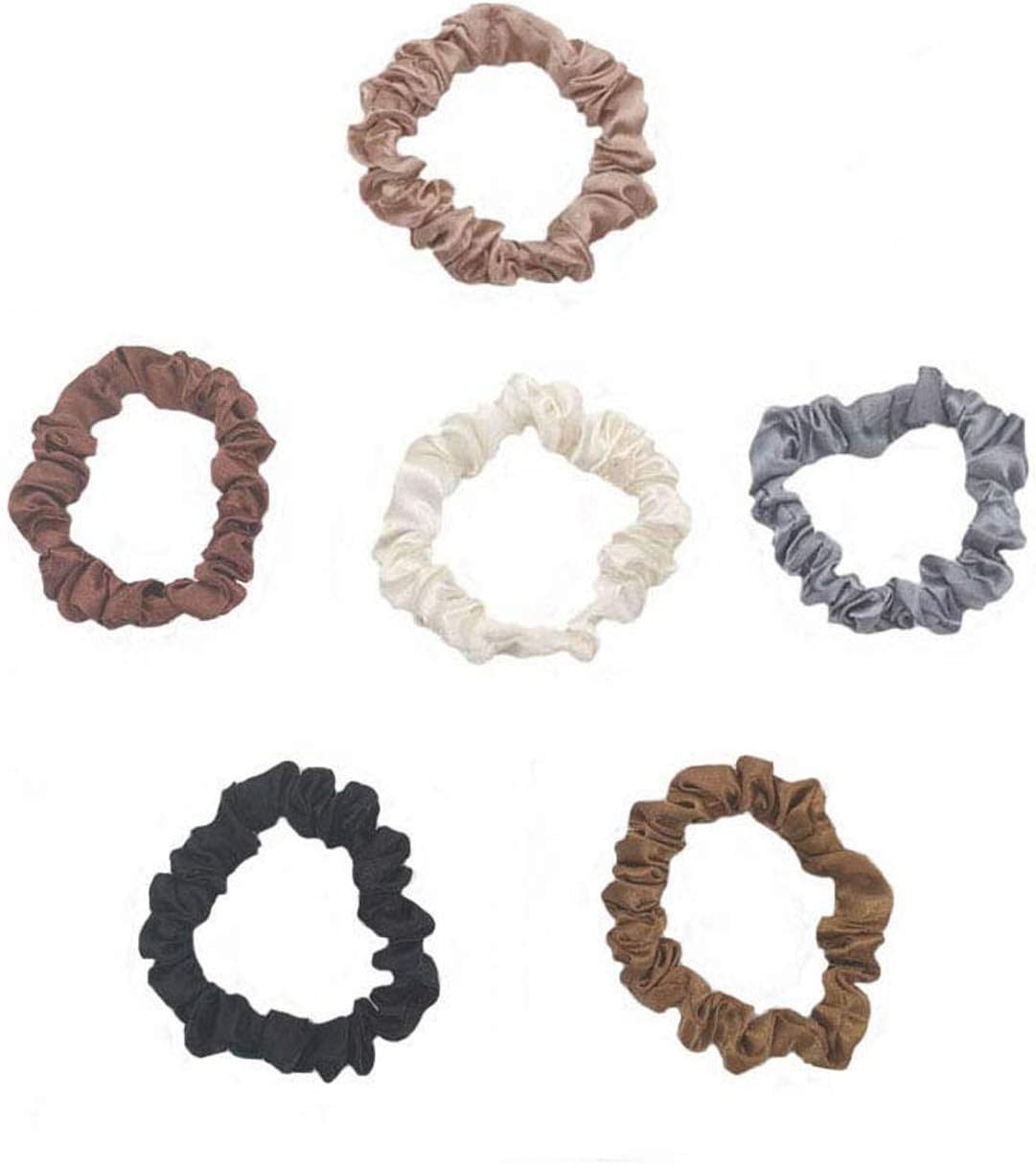 6 Pcs Silk Hair Scrunchies Soft & Comfortable Small Silk Scrunchy Skinny Hair Ties Bows Ropes Elastics Ponytail Holders for Women Girls Hair Accessories