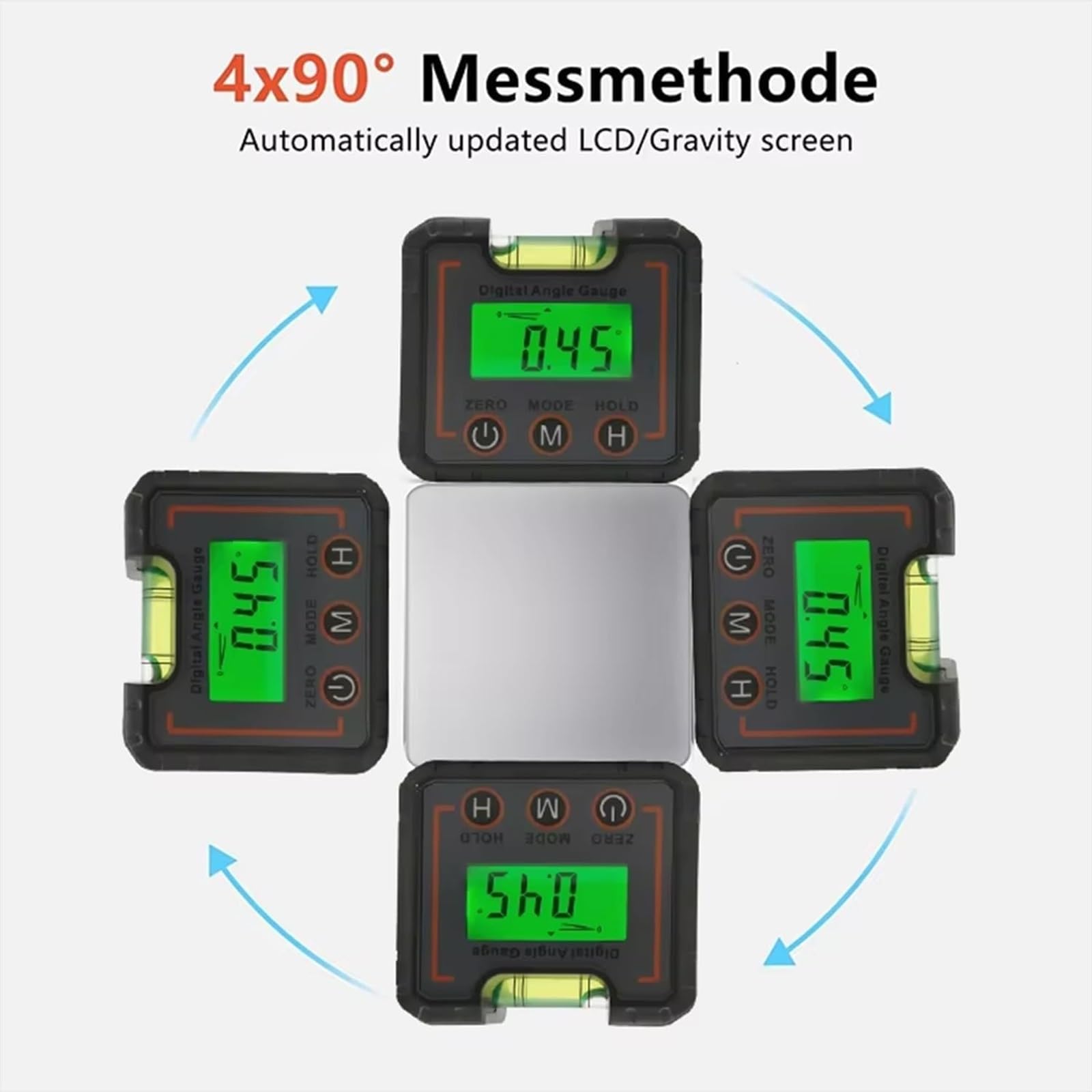 4-stronny magnetyczny cyfrowy wizjer kątowy - precyzyjny inklinometr z podświetlanym wyświetlaczem do obróbki drewna
