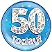 Produktbild Hi Fashionz Jumbo-Buttons zum 50. Geburtstag für Männer und Frauen, holografischer Stil, 15,2 cm, Blau Gr. One size, Blau 50 Heute