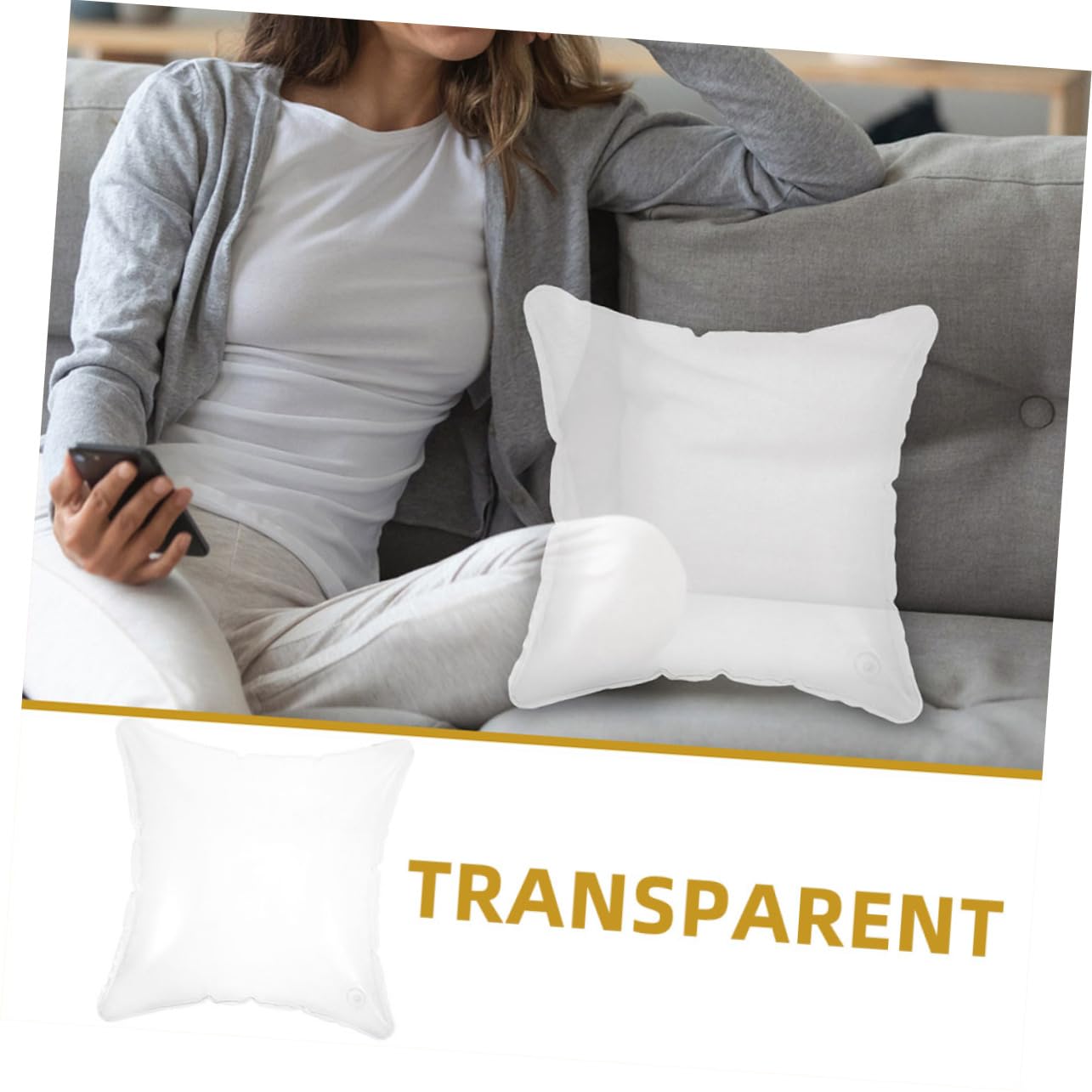 Oreiller Gonflable de Camping Transparent PVC, Coussin Pliable