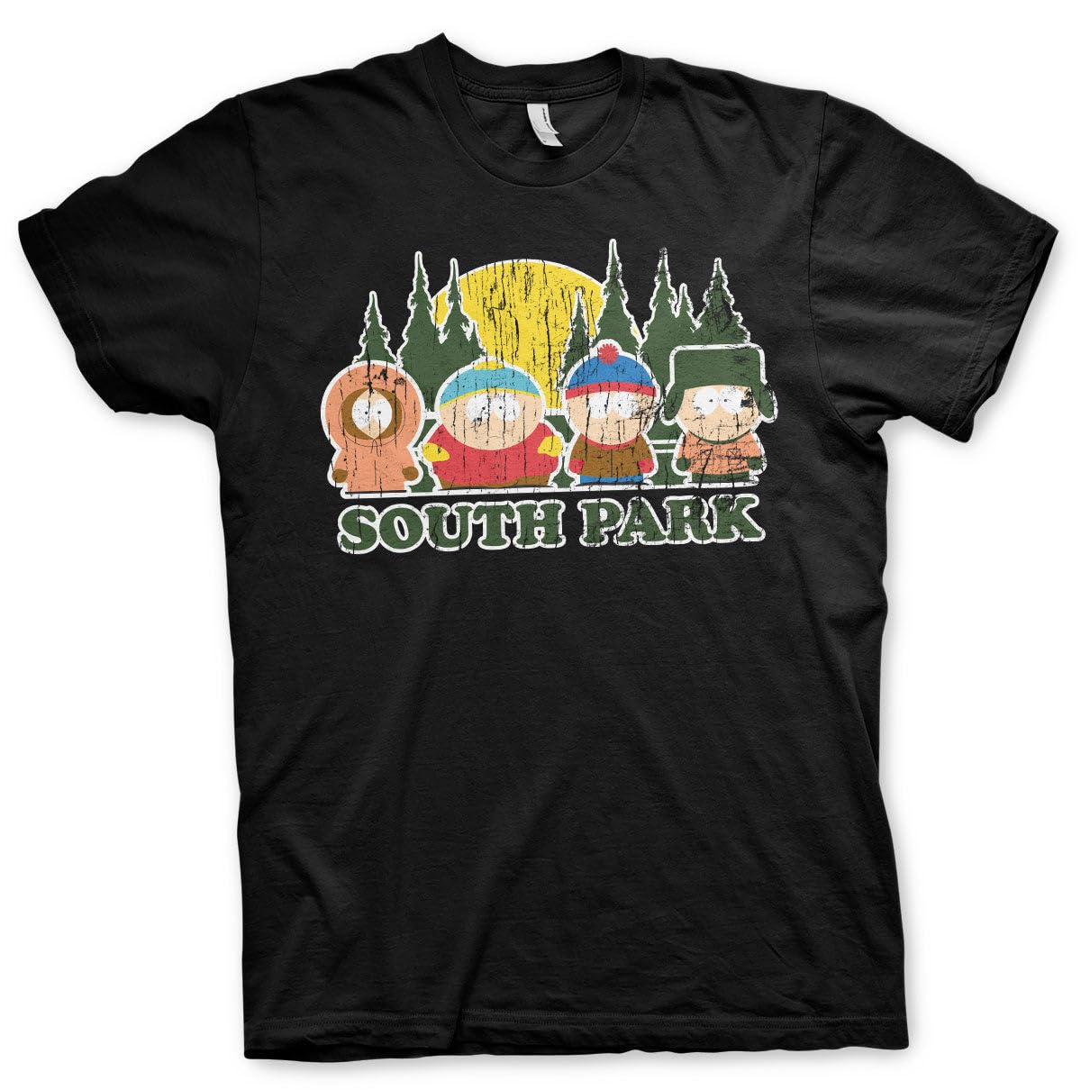 South Park Officially Licensed Distressed Mens T-Shirt (Black), Medium