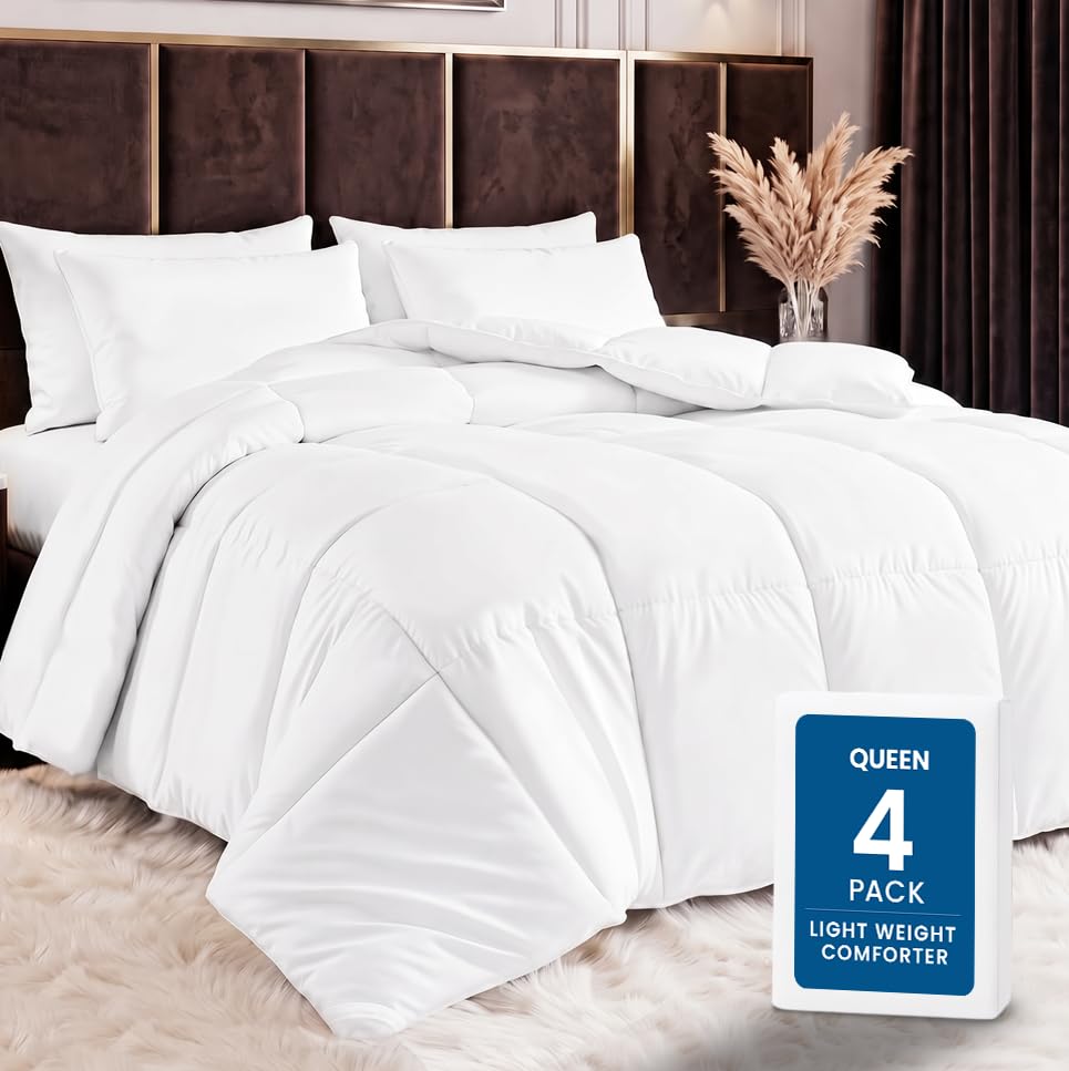 4-Pack Bulk Hotel Collection Comforters Queen, 88x88 Duvet Insert White