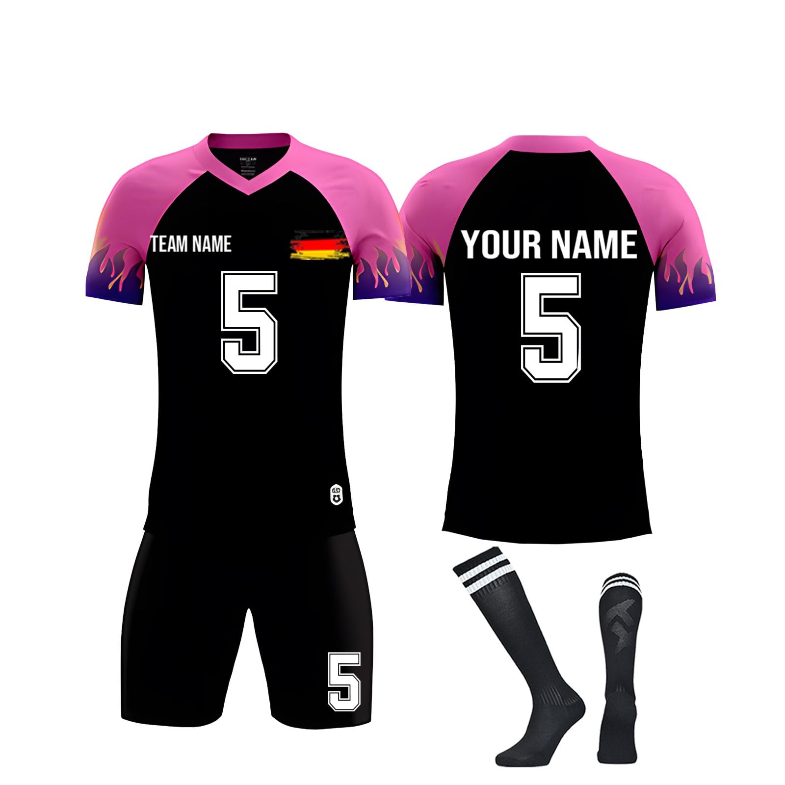 Generico Divisa da Calcio Completa Personalizzata Nome E Numero - Tessuto Tecnico Traspirante - Prezzo Speciale per Kit Squadra E Tifosi